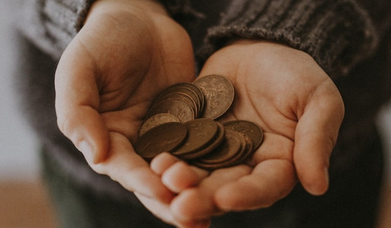 A Person Showing A Few Coins